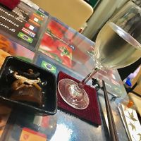 Sake and shitakes at SOJO Esperanto-Vegana Kafejo in Tokyo