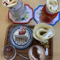Crepes cake and cocoa at La Chou Choute in Hamamatsu