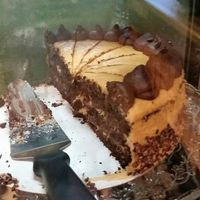Delicious caramel chocolate cake at Natural Bar & Kitchen in Birmingham