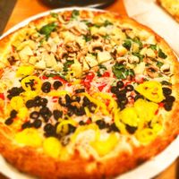 Large daiya pizza with our own toppings on each half! at BRK Pizza in Naples