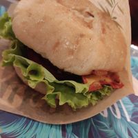 Burger. Loved the caramalized onions, and the vegan bacon. Could've used more cheese, but overall pretty tasty! at Khambú Quart in Valencia