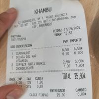 Precios at Khambú Quart in Valencia