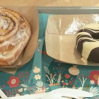 Cinnamon roll & donut. at Khambú Quart in Valencia