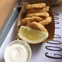 Vegan calamari!! at Khambú Quart in Valencia