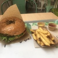 burger meal  at Khambú Quart in Valencia