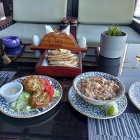 Falafel, bread, foul. Egyptian vegan staples at Granada Restaurant & Pub in Hurghada