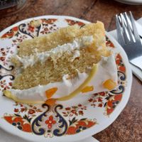 Vegan cake at Food For Thought in Cardigan