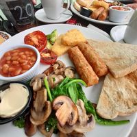Vegan breakfast plate at Food For Thought in Cardigan