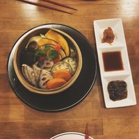 Steamed Vegetables with dipping sauce  at Hakko in Hirao