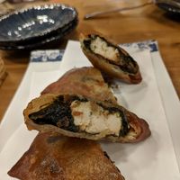 Avocado tofu spring rolls. Very crispy and umami! About 350JPY on separate menu at Hakko in Hirao