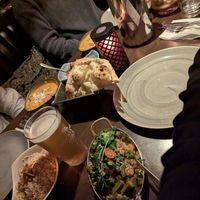 Bhindi Baji and Vegetable Curry with rice and naan at Daata Tandoori in Bray