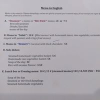 English menu at Mo Mo - Saint-Gilles in Brussels