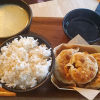 Full plate momo ruce and soup at Mo Mo - Saint-Gilles in Brussels