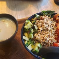 Full plate salad and soup at Mo Mo - Saint-Gilles in Brussels