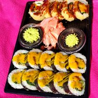 Take-away. Vegan with tempura and mango sauce. at Sushi Plaza in Tallinn
