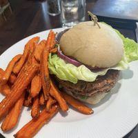 The Black Bean and Quinoa Burger w/ Sweet Potato Fries  at Bubba in Des Moines