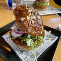 Pumpkin spicy vegan burger 🍔  at Gourmet Burger Room in Marbella