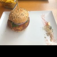 Special of the day - pumpkin and buckwheat burger with rogan josh sauce  at Gourmet Burger Room in Marbella