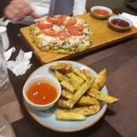 Vegi Pizza, Sweet Potato "Fries" at The Veg - Organic Vego and Tea in Hanoi