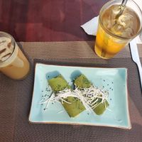 Banana crepe, soy milk coffee, kombucha at The Veg - Organic Vego and Tea in Hanoi