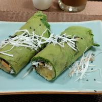 Banana matcha pankakes at The Veg - Organic Vego and Tea in Hanoi