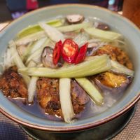 Great bún dọc mùng noodles. The tofu pastry was lit! at The Veg - Organic Vego and Tea in Hanoi