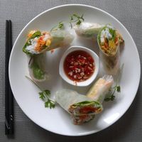 Fruit spring rolls at The Veg - Organic Vego and Tea in Hanoi