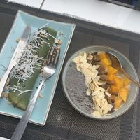 Banana crepe and smoothie bowl  at The Veg - Organic Vego and Tea in Hanoi