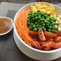 bowl with peanut sauce at The Veg - Organic Vego and Tea in Hanoi