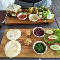 Vegan falafel breakfast set & Greek chickpea sandwich. at The Veg - Organic Vego and Tea in Hanoi
