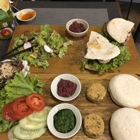 Breakfast falafel (front) and Red Bean Sandwich (back) at The Veg - Organic Vego and Tea in Hanoi