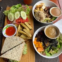 2x poke vegan bowls & Lentil sandwich  at The Veg - Organic Vego and Tea in Hanoi