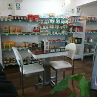 Interior view showing healthy grocery products at AMMA PERU in Miraflores