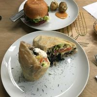 Burrito and burger  at Flora in Quito