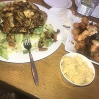 absolutely delicious caesar salad with bacon and chx, yummmy potato salad, and yummy animals tots at J Selby's in St Paul