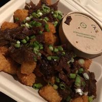 Animal Tots (not on the menu) hold the cheese sauce  at J Selby's in St Paul