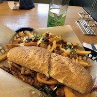 Philly cheese steak and a side of fries    at J Selby's in St Paul