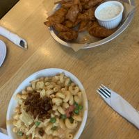 Mac n cheese and seitan Buffalo wings  at J Selby's in St Paul