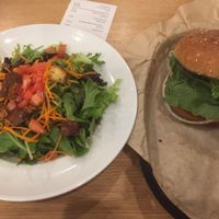 solo burger with side salad at J Selby's in St Paul