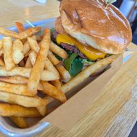 Breakfast burger with seasoned fries, so good! at J Selby's in St Paul