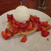 Strawberry pancakes at The Pancake Parlour - Melbourne Central in Melbourne