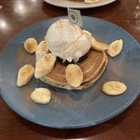 Chocnana crunch plant cakes with coconut vegan ice-cream  at The Pancake Parlour - Melbourne Central in Melbourne