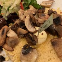 cheese and potato plantcake with mushrooms at The Pancake Parlour - Melbourne Central in Melbourne