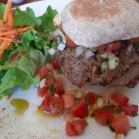 Quinoa burger (can be made vegan) at Amaranthine in Ancud