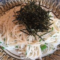 Noodles with scallion and sesame oil at Funakura no Sato in Ishigaki