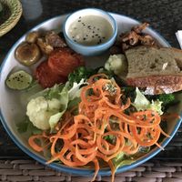 Vegan breakfast 48k (bread was a bit too crunchy and dry, but otherwise it was yummy) at Herb Library  in Ubud
