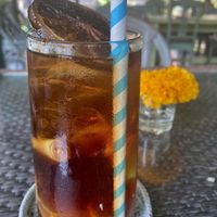 Ginger, lemongrass and orange herbal iced tea   at Herb Library  in Ubud
