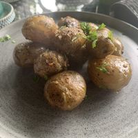 Chat potatoes. A bit bland  at Herb Library  in Ubud