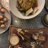 Cauliflower head (10/10✨), Garlic Potatoes & eggplant sandwiches (10/10✨)   at Herb Library  in Ubud