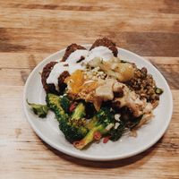 Mix of salads with falafels at Just Falafs in Fitzroy North